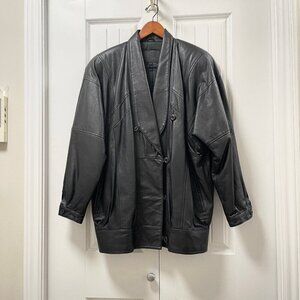 Vintage Rue Royale 1980s Oversized Leather Jacket